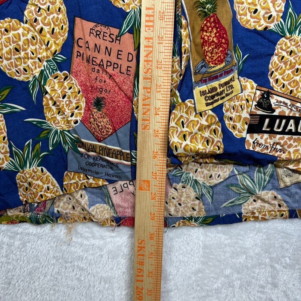 Vintage Joe Kealoha's Hawaiian Shirt Men's Blue Pineapple Print Button Up Beach - Picture 3 of 7